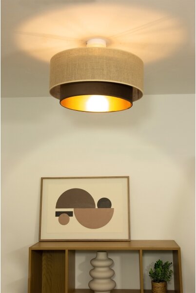 Prisadený luster SARTA 1xE27/60W/230V pr. 45 cm hnedá/juta