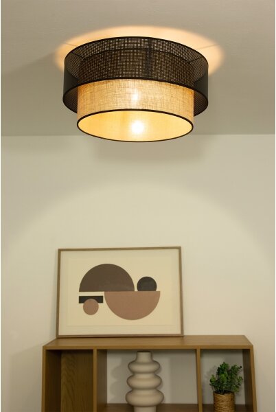 Stropné svietidlo BORHO 1xE27/60W/230V pr. 40 cm čierna/juta