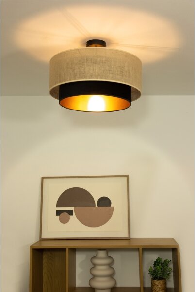 Prisadený luster SARTA 1xE27/60W/230V priemer 45 cm čierna/juta
