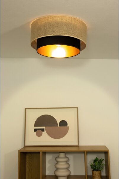 Stropné svietidlo SARTA 1xE27/60W/230V pr. 45 cm čierna/juta