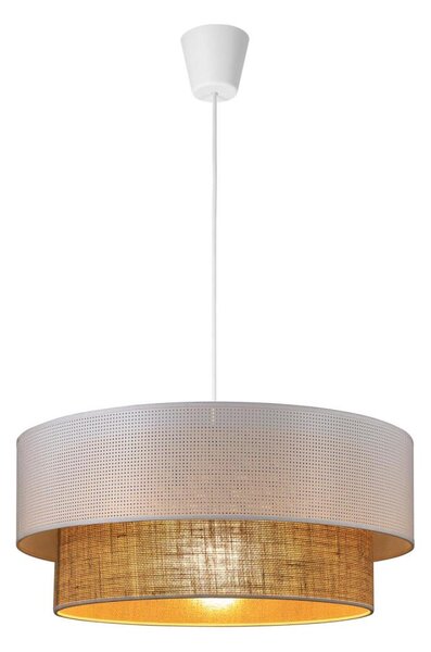 Závesný luster BORHO na lanku 1xE27/60W/230V pr. 50 cm biela/juta