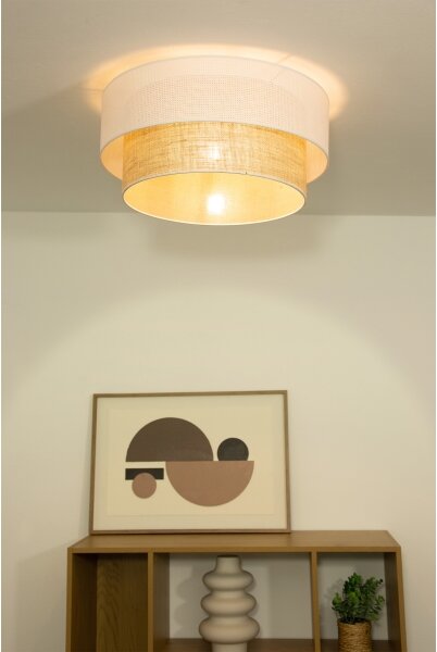 Stropné svietidlo BORHO 1xE27/60W/230V pr. 50 cm biela/juta