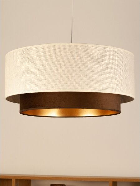 Závesný luster na lanku NATIA 1xE27/60W/230V, priemer 45 cm, biely/hnedý