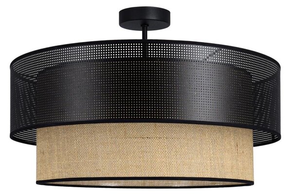Prisadený luster BORHO 1xE27/60W/230V priemer 40 cm čierna/juta