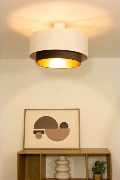 Prisadený luster NATIA 1xE27/60W/230V, priemer 45 cm, biela/hnedá