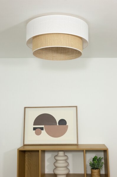 Stropné svietidlo BORHO 1xE27/60W/230V pr. 50 cm biela/juta