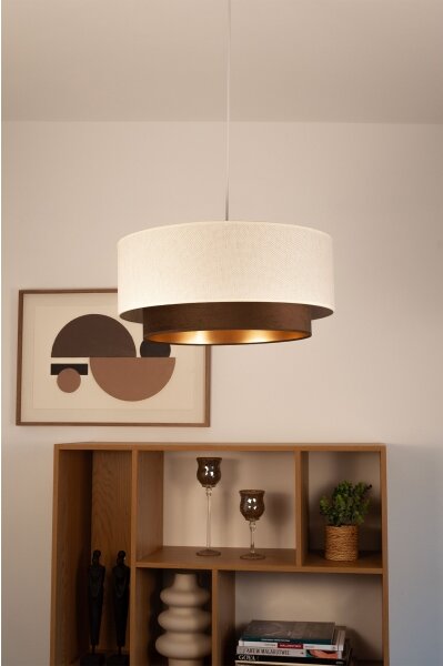 Závesný luster na lanku NATIA 1xE27/60W/230V, priemer 45 cm, biely/hnedý