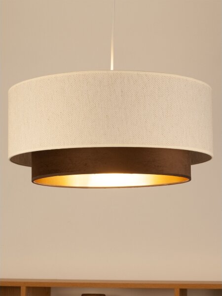 Závesný luster na lanku NATIA 1xE27/60W/230V, priemer 45 cm, biely/hnedý