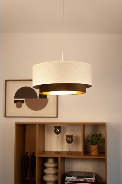 Závesný luster na lanku NATIA 1xE27/60W/230V, priemer 45 cm, biely/hnedý