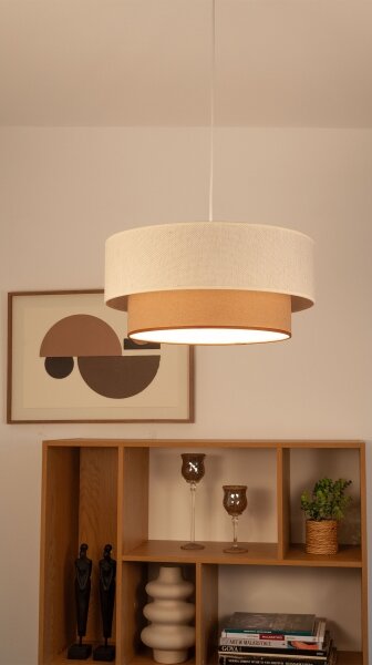 Luster na lanku NATIA 1xE27/60W/230V pr. 45 cm biely/hnedý