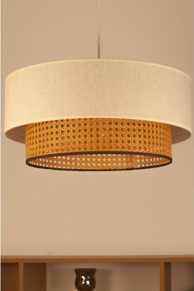 Závesný luster na lanku NATIA 1xE27/60W/230V pr. 45 cm biela/hnedá