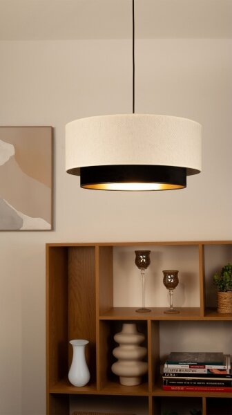 Závesný luster NATIA na lanku 1xE27/60W/230V, priemer 45 cm, biela/čierna