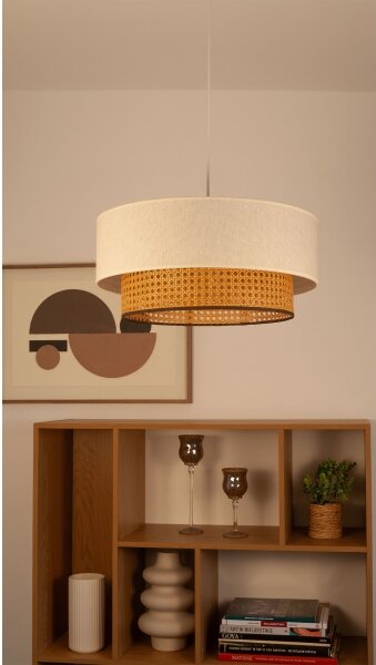 Závesný luster na lanku NATIA 1xE27/60W/230V pr. 45 cm biela/hnedá