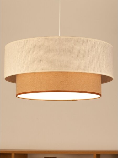 Luster na lanku NATIA 1xE27/60W/230V pr. 45 cm biely/hnedý