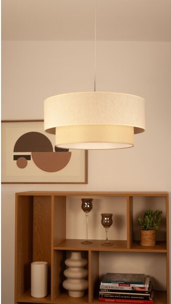 Luster na lankách NATIA 1xE27/60W/230V, priemer 45 cm, krémový