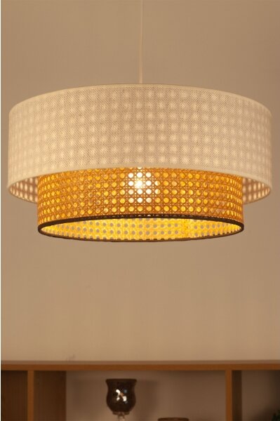 Závesný luster na lanku NATIA 1xE27/60W/230V pr. 45 cm biela/hnedá