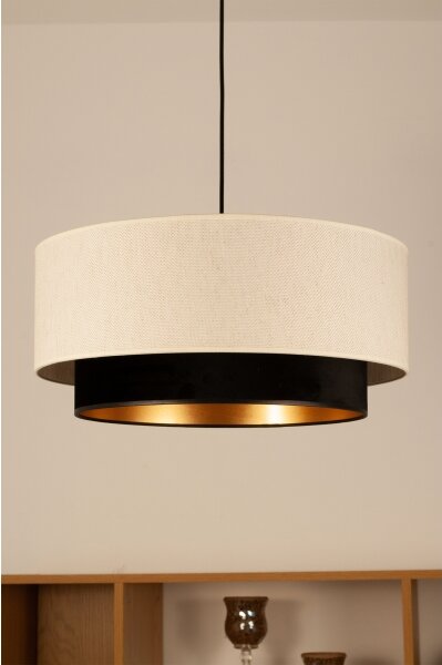 Závesný luster NATIA na lanku 1xE27/60W/230V, priemer 45 cm, biela/čierna