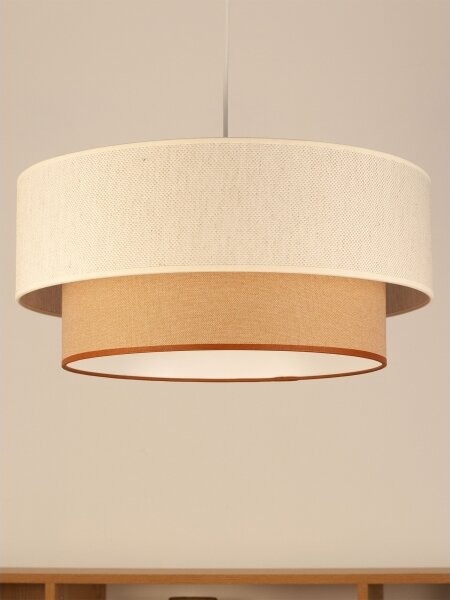 Luster na lanku NATIA 1xE27/60W/230V pr. 45 cm biely/hnedý