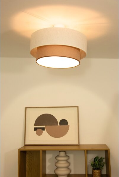 Prisadený luster NATIA 1xE27/60W/230V, priemer 45 cm, biela/hnedá