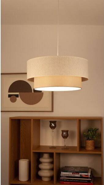 Luster na lankách NATIA 1xE27/60W/230V, priemer 45 cm, krémový