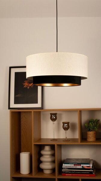 Závesný luster NATIA na lanku 1xE27/60W/230V, priemer 45 cm, biela/čierna