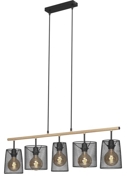 Brilo 4078-054 - Závesný luster na lankách WOOD & STYLE 5xE27/60W/230V
