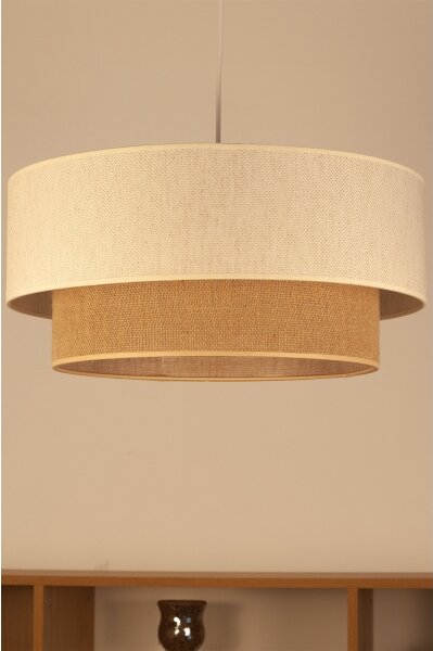 Závesný luster NATIA na lanku 1xE27/60W/230V, pr. 45 cm, biela/hnedá
