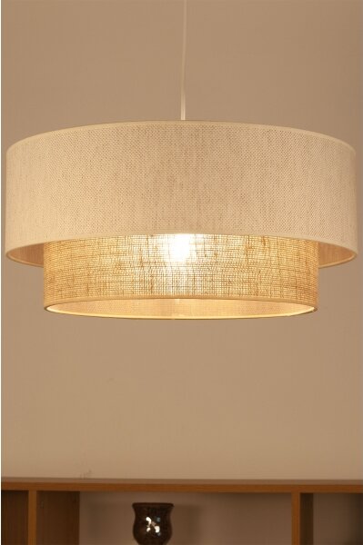 Závesný luster NATIA na lanku 1xE27/60W/230V, pr. 45 cm, biela/hnedá