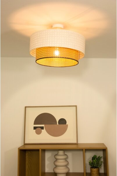 Prisadený luster NATIA 1xE27/60W/230V pr. 45 cm biela/hnedá