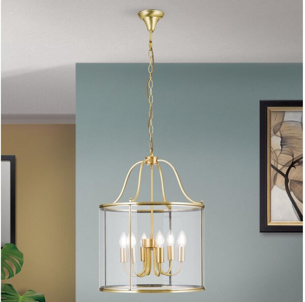 Orion - Luster na reťazi BRUNO 6xE14/40W/230V priemer 43 cm zlatý