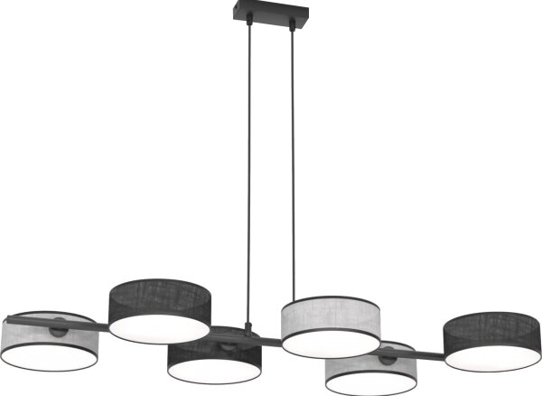 Závesný luster na lanku DRUMZ 6xE14/10W/230V čierna/šedá