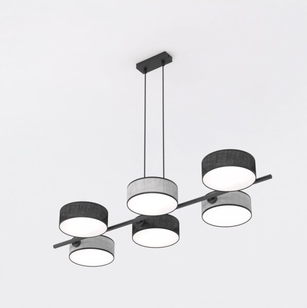 Závesný luster na lanku DRUMZ 6xE14/10W/230V čierna/šedá