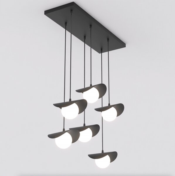 Luster na lankách RITUAL 6xG9/8W/230V čierna