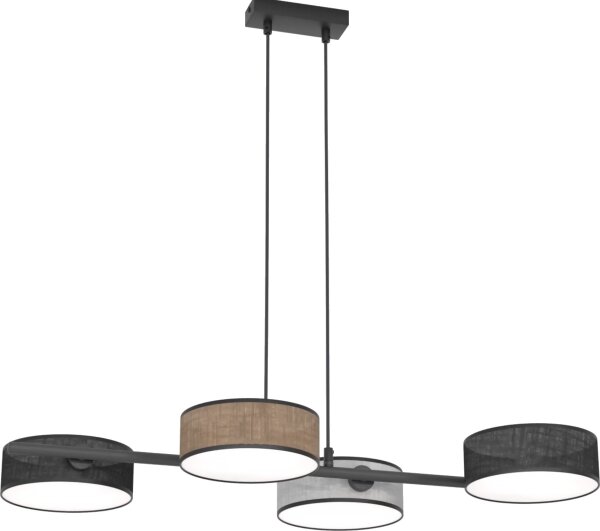 Závesný luster DRUMZ na lane 4xE14/10W/230V čierna/hnedá/sivá