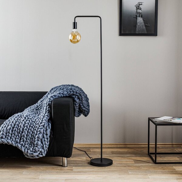 Stojaca lampa Diallo bez tienidla čierna matná, Čierna, Obývacia izba / jedáleň, kov, Moderný, Oblúková stojaca lampa