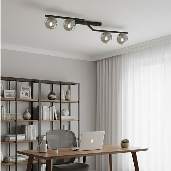 Stropné svietidlo NATON 4xE14/10W/230V čierne/dymové