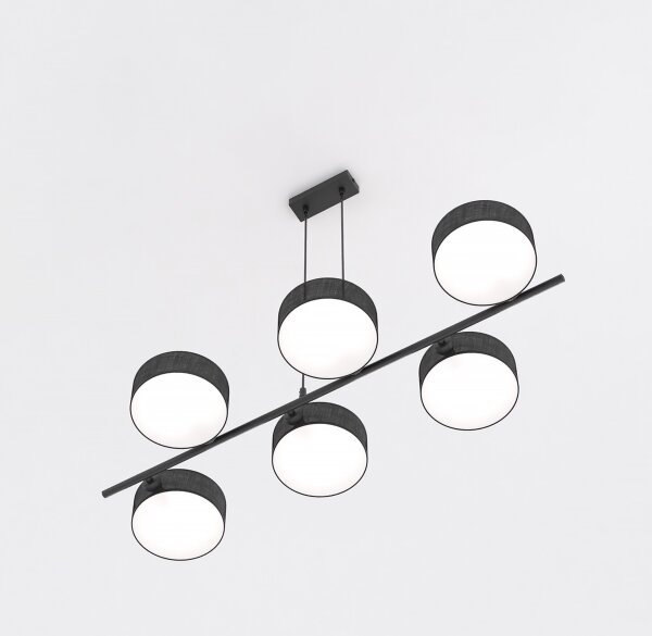 Závesný luster na lanku DRUMZ 6xE14/10W/230V čierny
