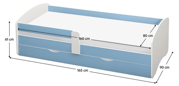 NovýNábytok.sk Jednolôžková posteľ 80 cm Carecen (modrá + biela) (s roštom) (s úl. priestorom). Vlastná spoľahlivá doprava až k Vám domov. 1116280