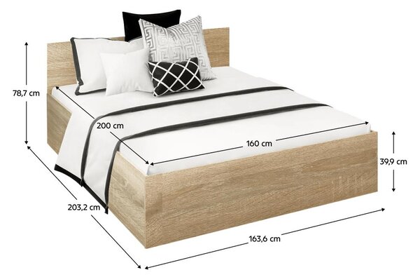 NovýNábytok.sk Manželská posteľ 160 cm Discutibles (dub sonoma) (s roštom) (s úl. priestorom). Vlastná spoľahlivá doprava až k Vám domov. 1116309