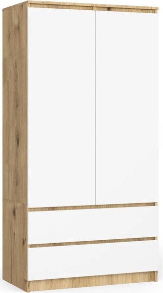 Šatníková skriňa so šuplíkmi 90 cm LOTA - dub artisan / biela