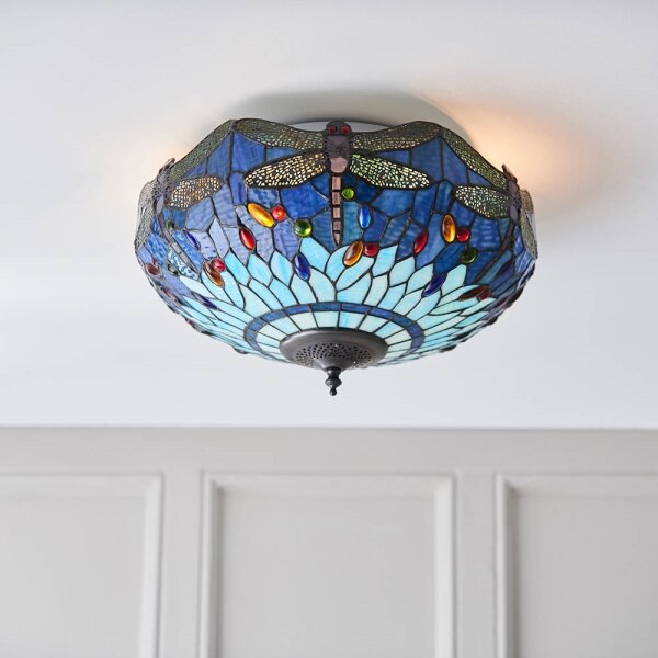 Endon 70722 - Stropné svietidlo Tiffany DRAGONFLY 2xE27/60W/230V priemer 41 cm