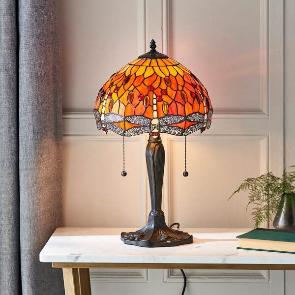 Endon 64092 - Stolná lampa Tiffany DRAGONFLY 2xE27/60W/230V priemer 30 cm