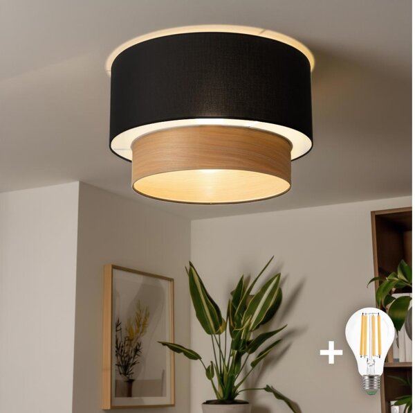 Brilagi - LED Prisadený luster CERIA 1xE27/40W/230V pr. 50 cm čierna/béžová