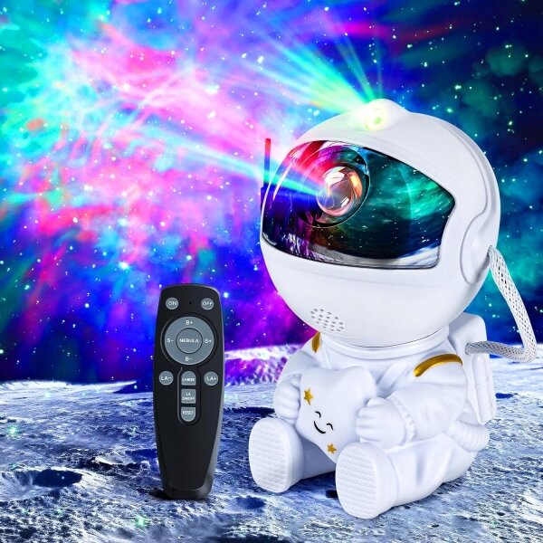 LED RGB projektor LED/5W/5V astronaut + diaľkové ovládanie