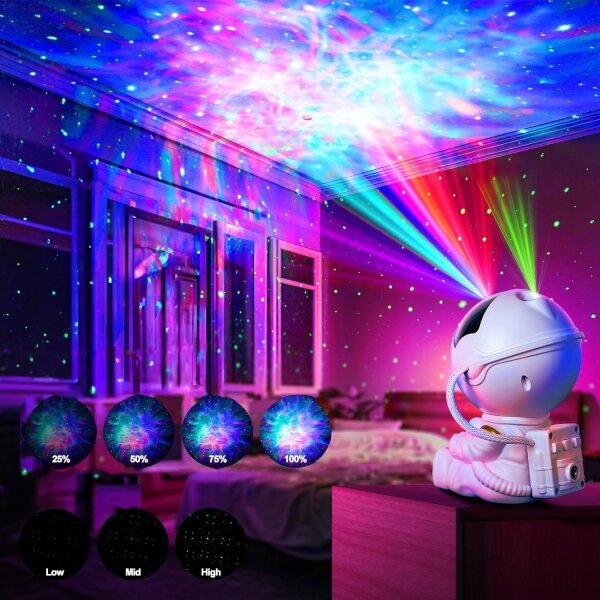 LED RGB projektor LED/5W/5V astronaut + diaľkové ovládanie