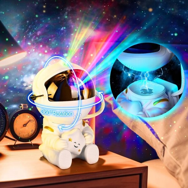 LED RGB projektor LED/5W/5V astronaut + diaľkové ovládanie