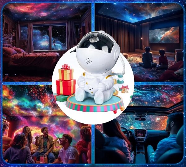 LED RGB projektor LED/5W/5V astronaut + diaľkové ovládanie