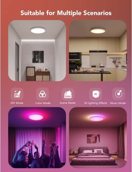 Govee - LED RGBICWW stmievateľné stropné svietidlo LED/29W/230V pr. 30 cm matné Wi-Fi