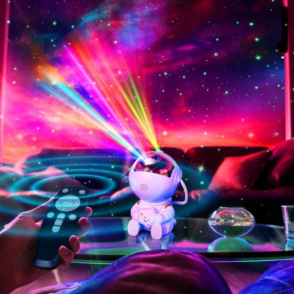 LED RGB projektor LED/5W/5V astronaut + diaľkové ovládanie