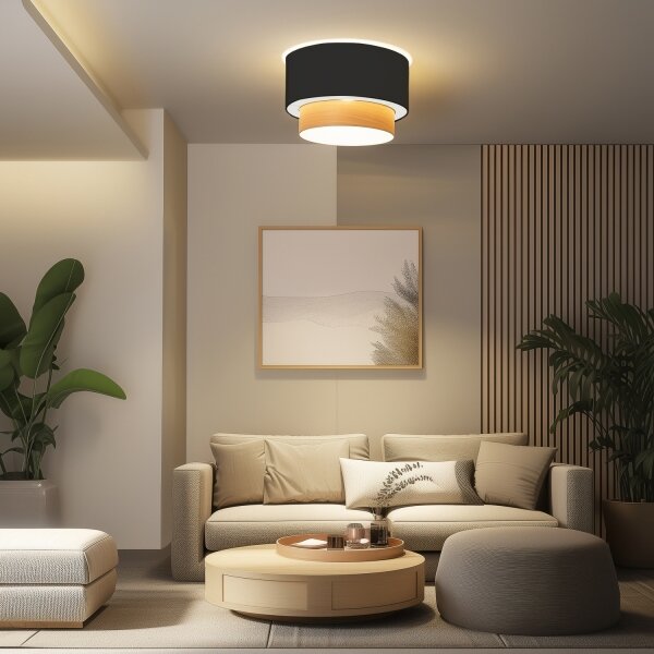 Brilagi - LED Prisadený luster CERIA 1xE27/40W/230V pr. 50 cm čierna/béžová